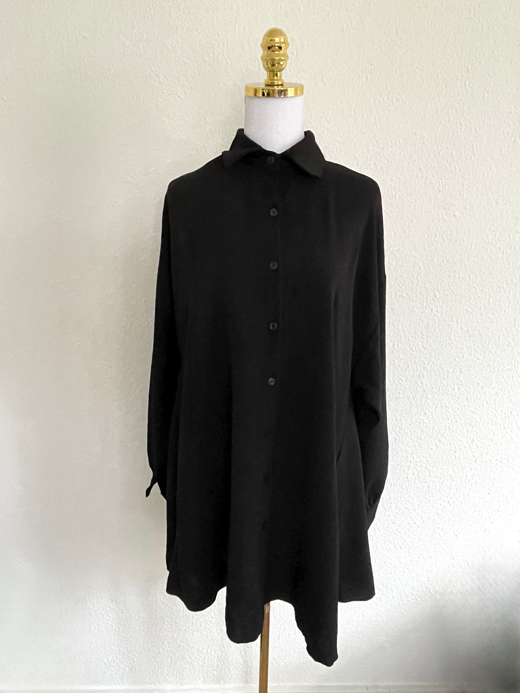 Long Bluse Basic Schwarz
