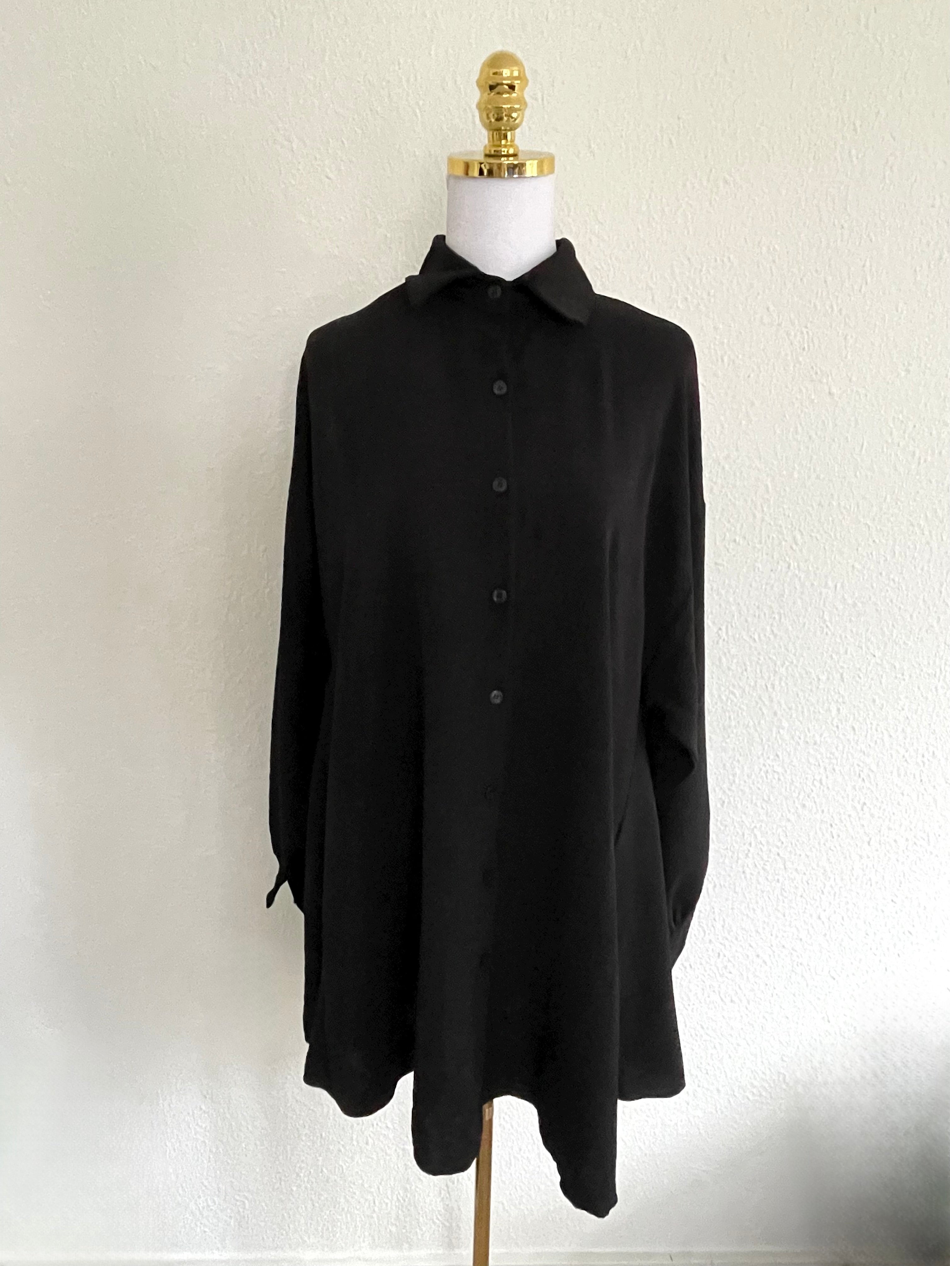 Long Bluse Basic Schwarz