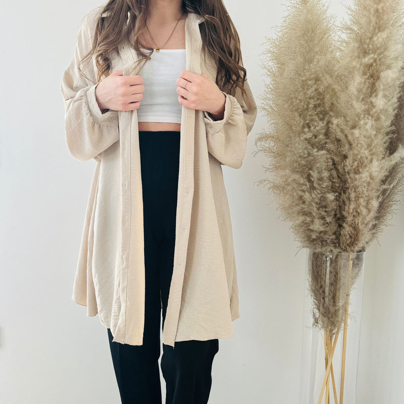 Long Bluse Basic Beige