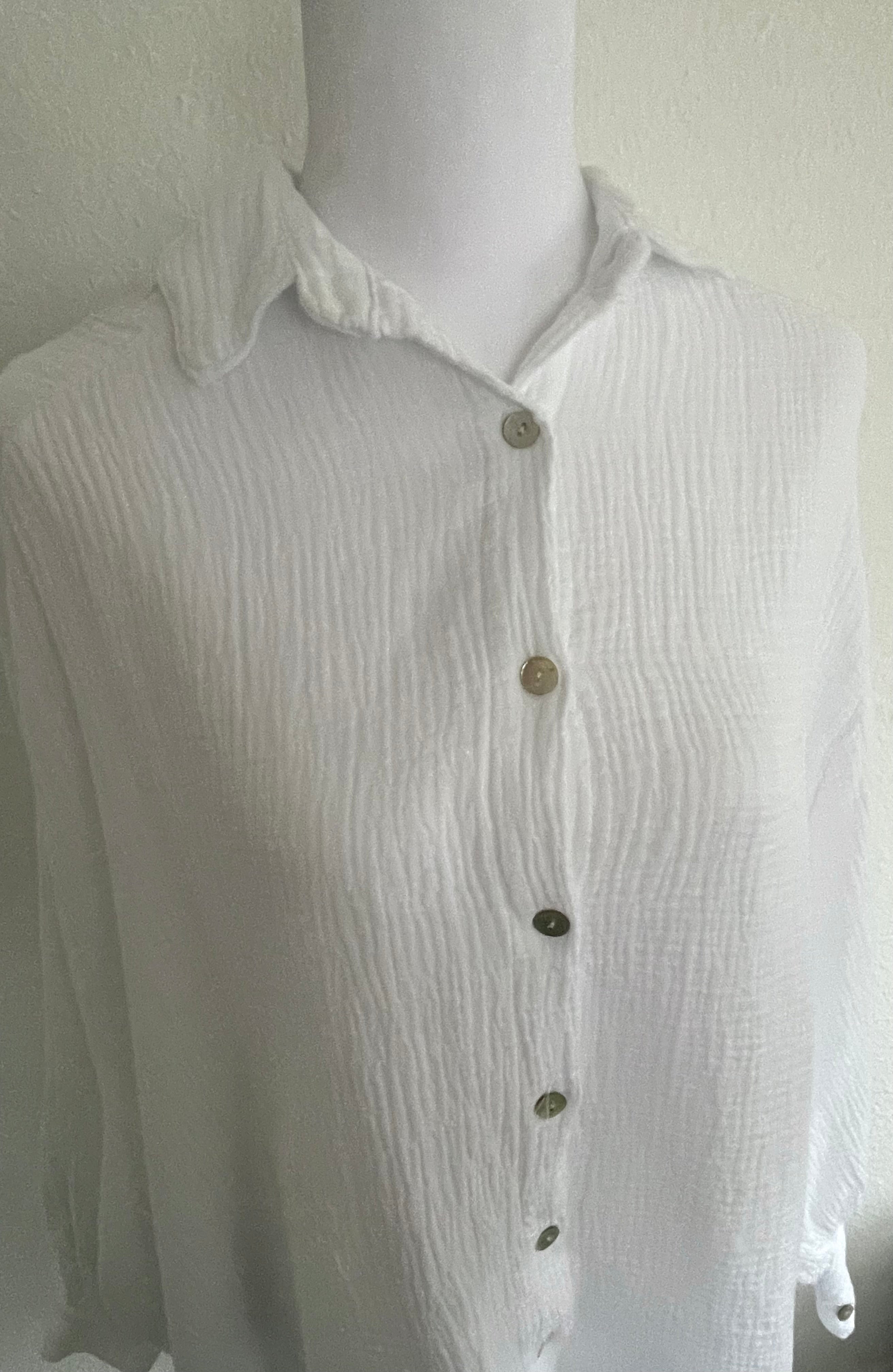 Musselin Bluse Long Weiß