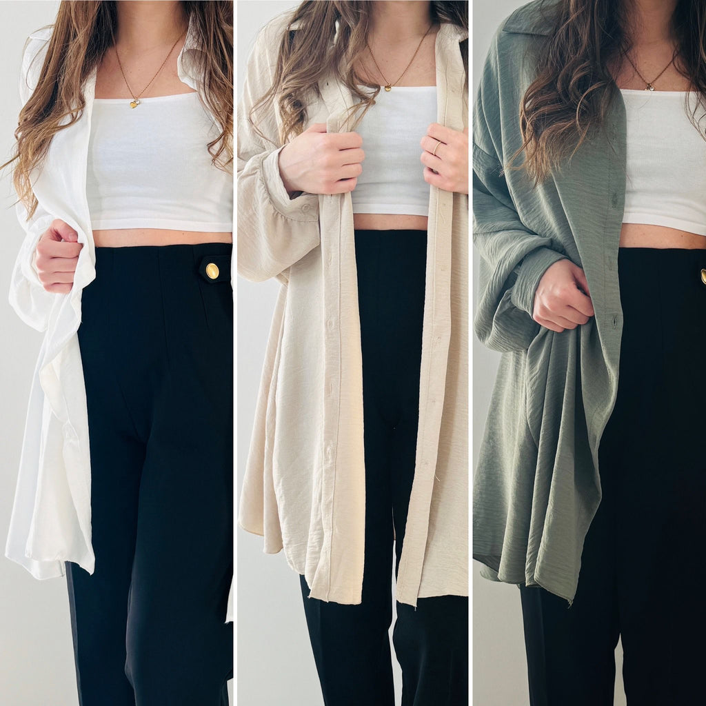 Long Bluse Basic Beige