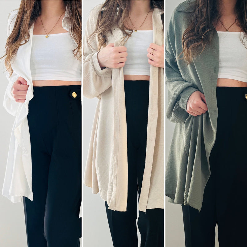 Long Bluse Basic Beige