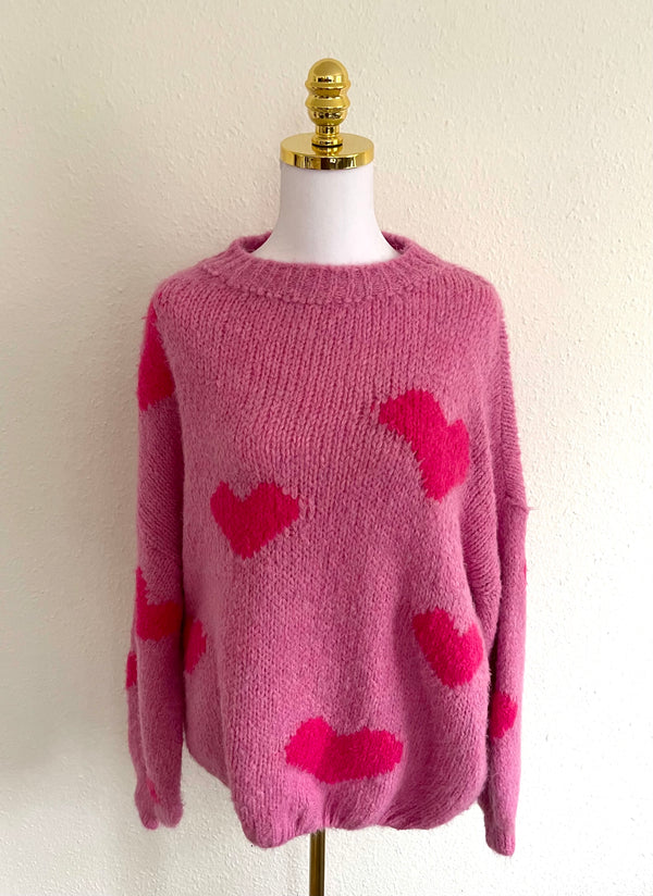 Pullover Heart Oversized Rosa/Pink