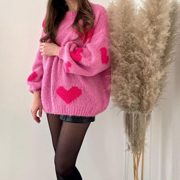 Pullover Heart Oversized Rosa/Pink