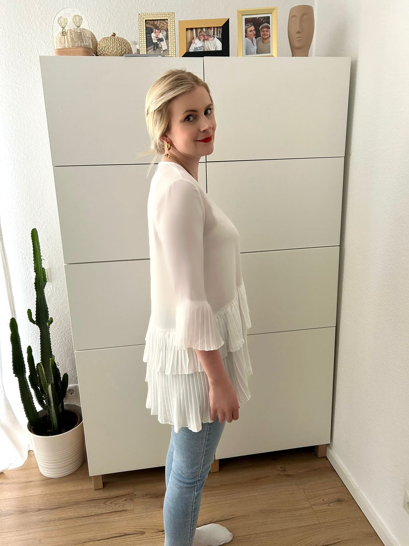 Plissee Bluse Weiß