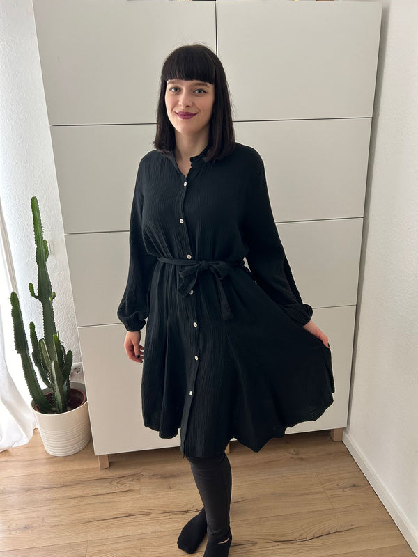Musselin Kleid Schwarz