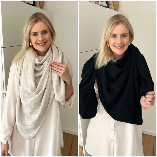 Musselin Tuch Basic Schwarz