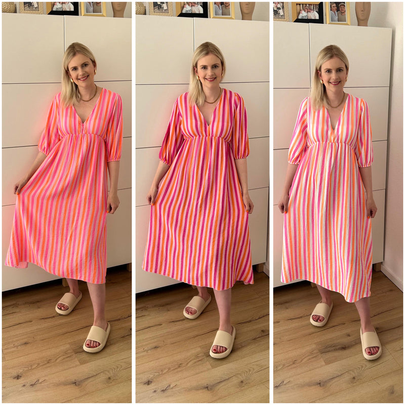 Musselin Kleid Streifen Weiß