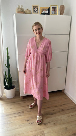 Musselin Kleid Palmen Rosa