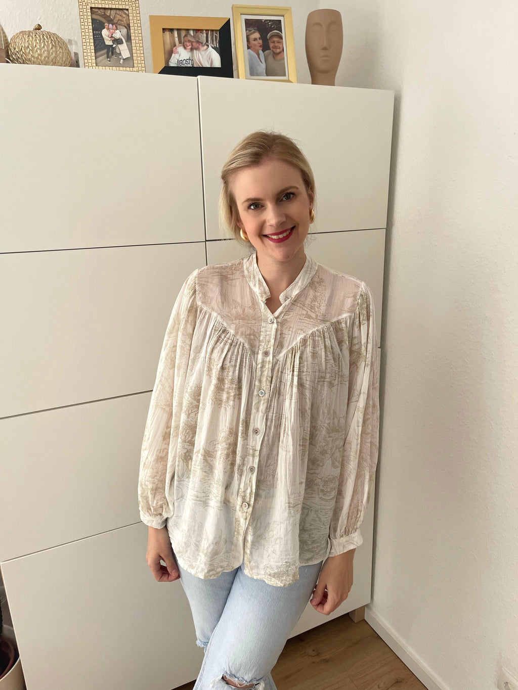 Leichte Baumwoll Bluse Country Beige