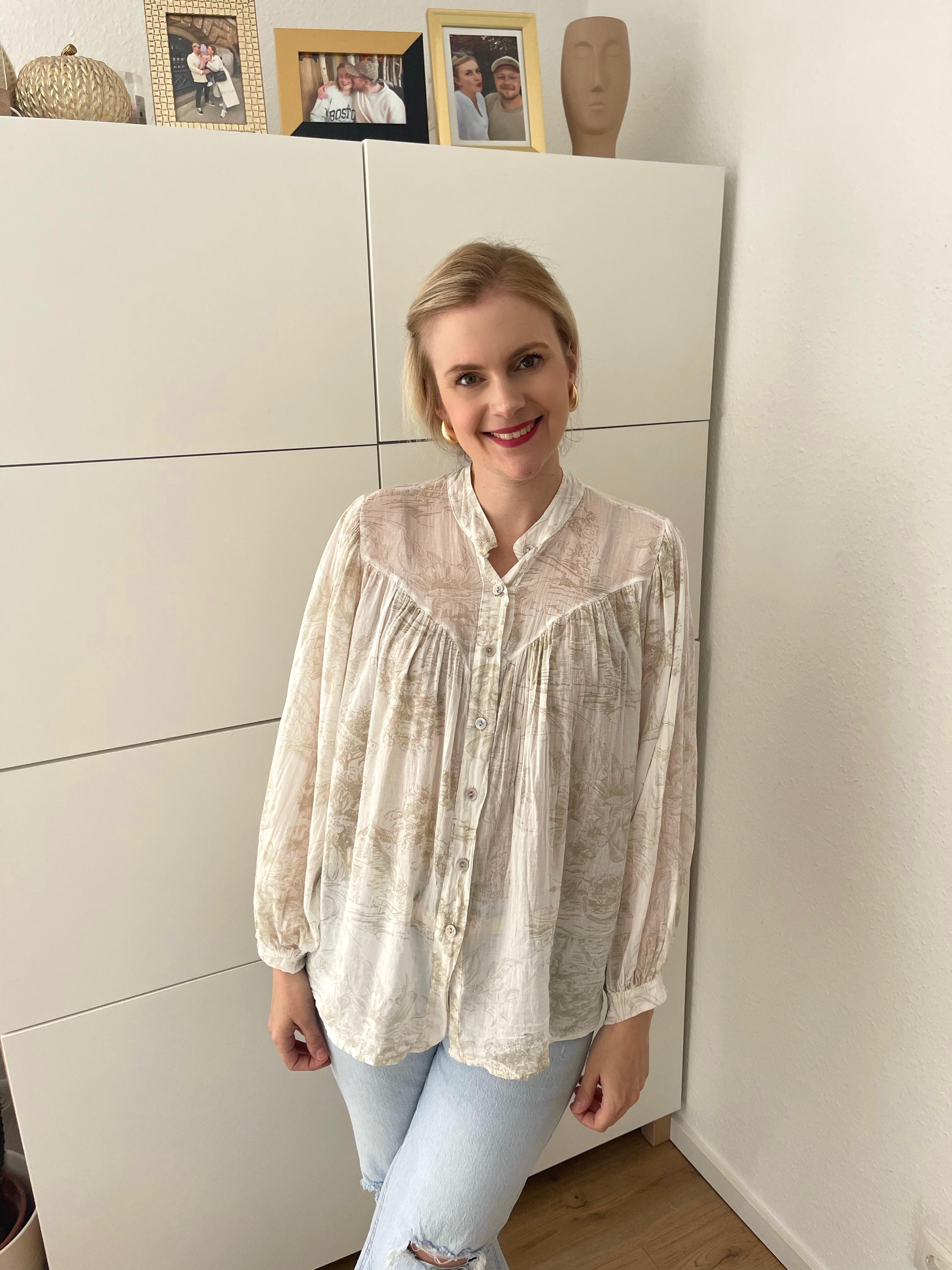 Leichte Baumwoll Bluse Country Beige