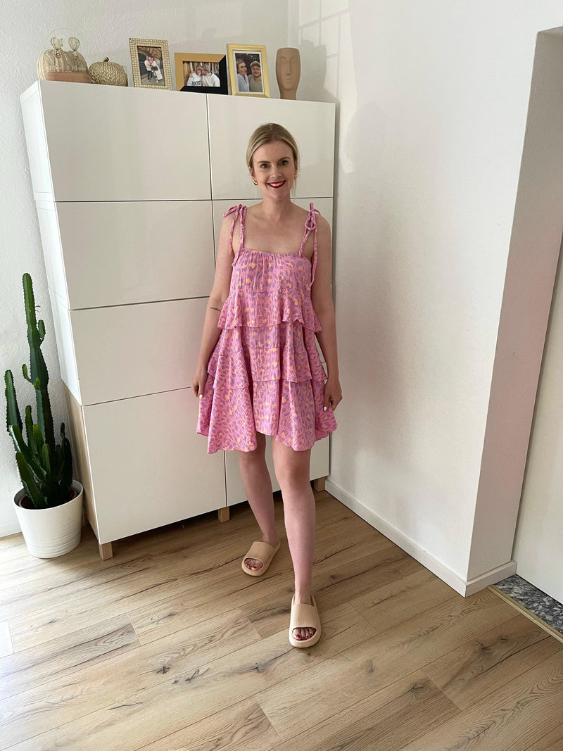 Musselin Kleid Leo Ärmellos Lila