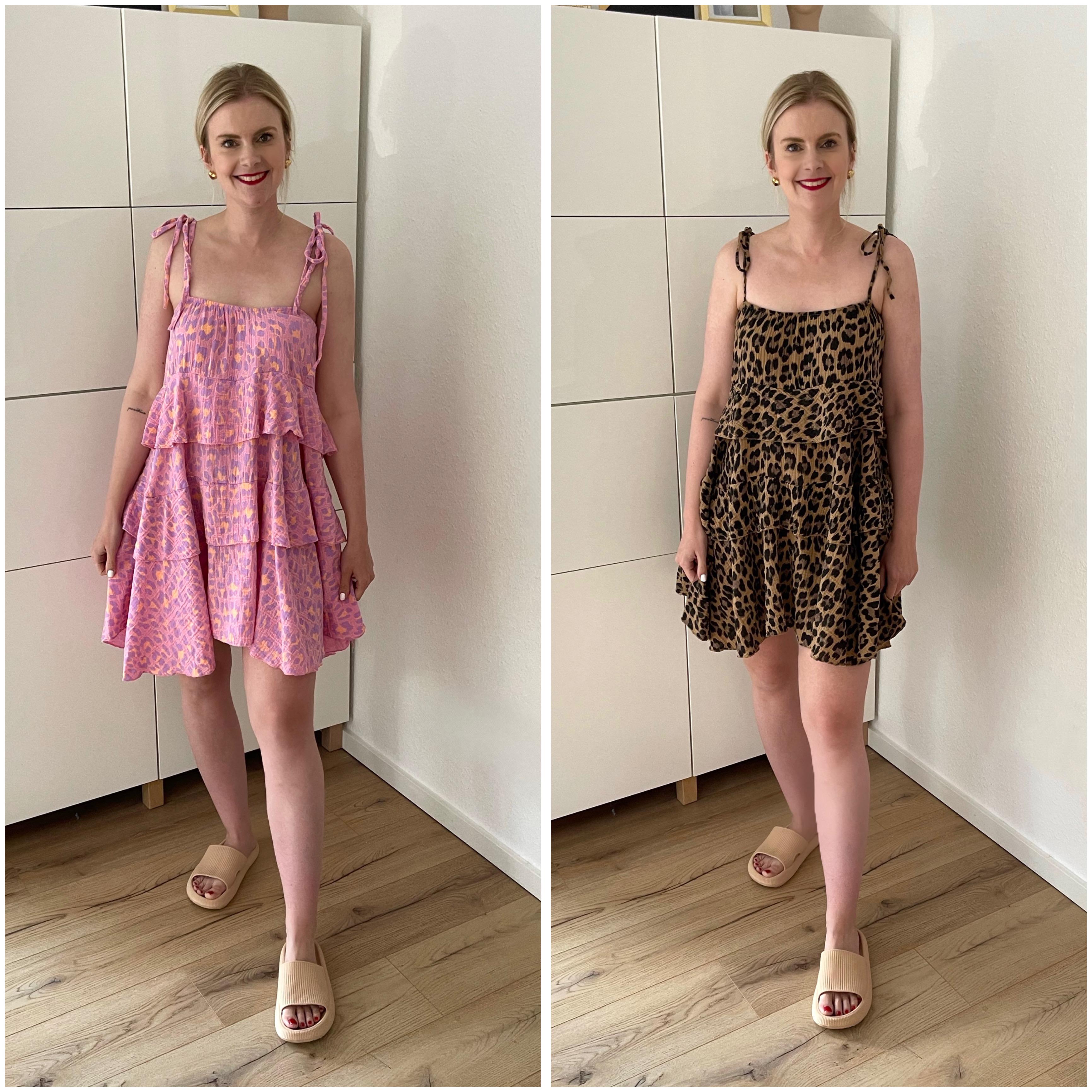 Musselin Kleid Leo Ärmellos Braun