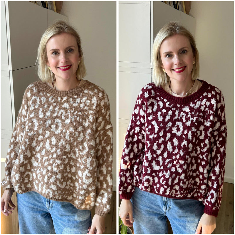 Pullover Leo Beige/Weiß