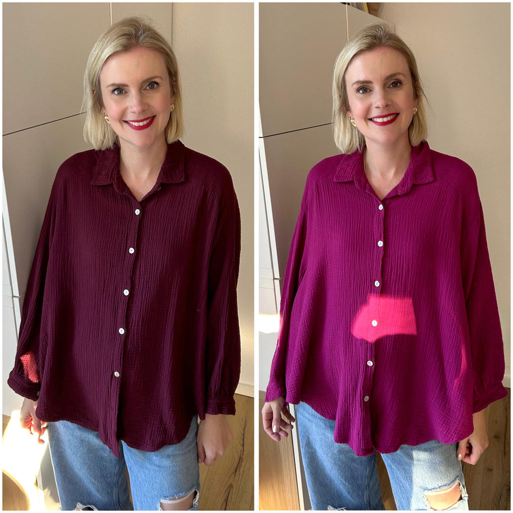 Musselin Bluse Midi Burgundy