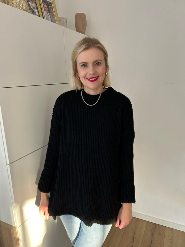 Oversized Strickpullover Schwarz