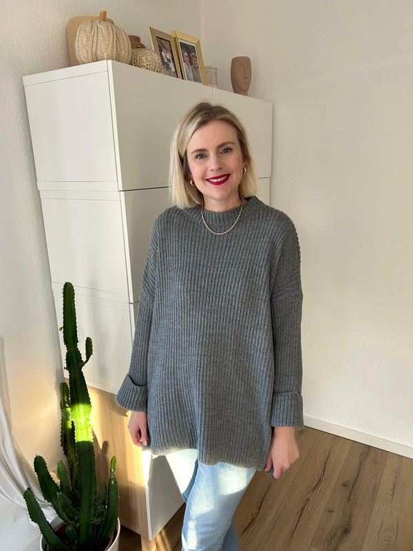 Oversized Strickpullover Grau