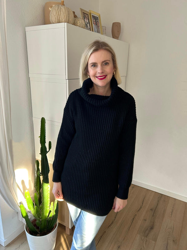 Rollkragen Strickpullover Schwarz