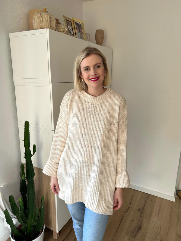 Oversized Strickpullover Creme
