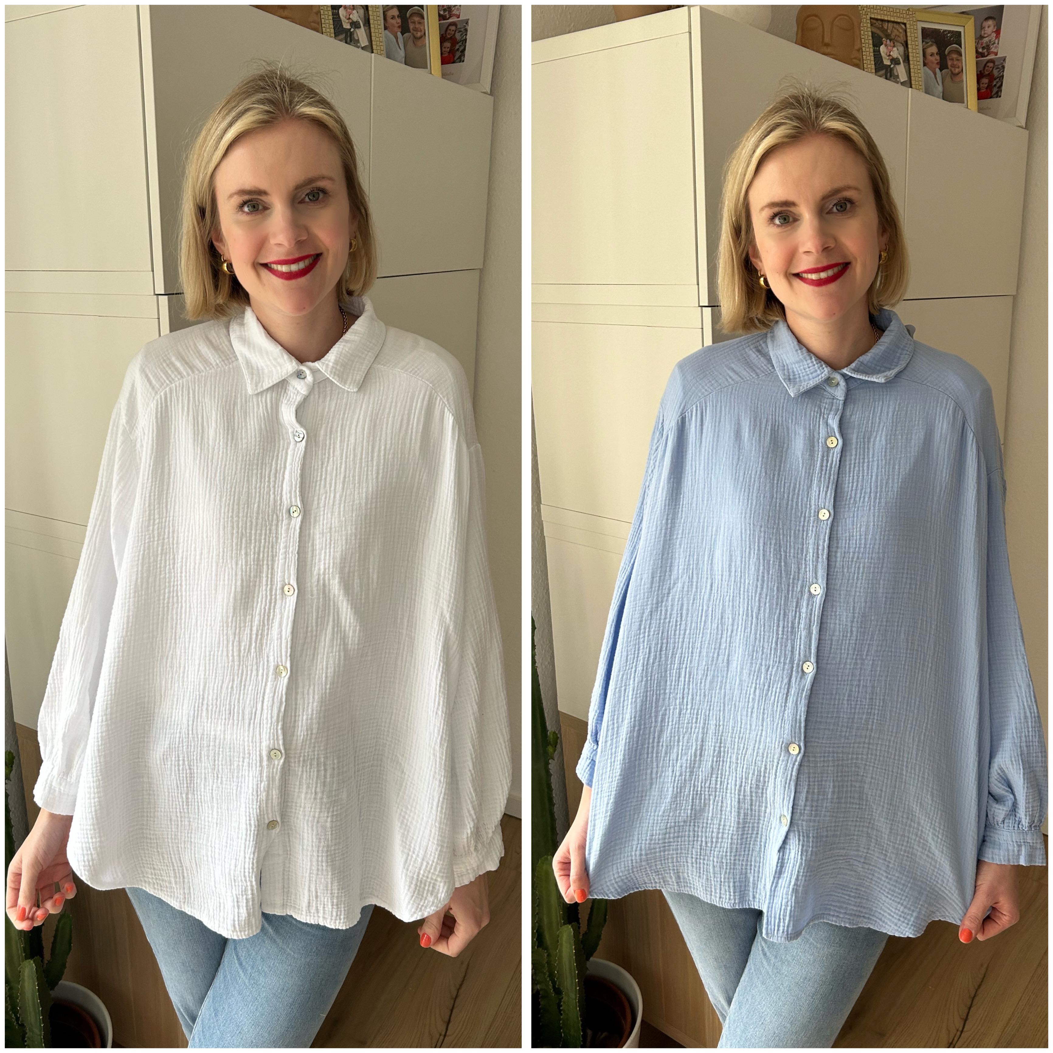 Musselin Bluse Midi Weiß