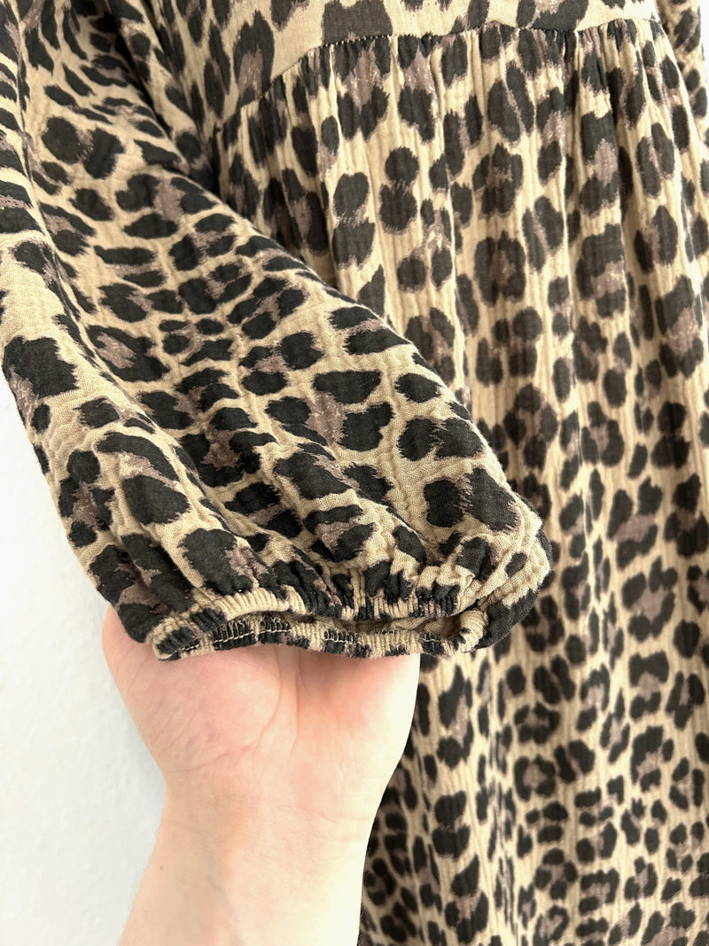 Musselin Maxikleid Leo Braun/Schwarz