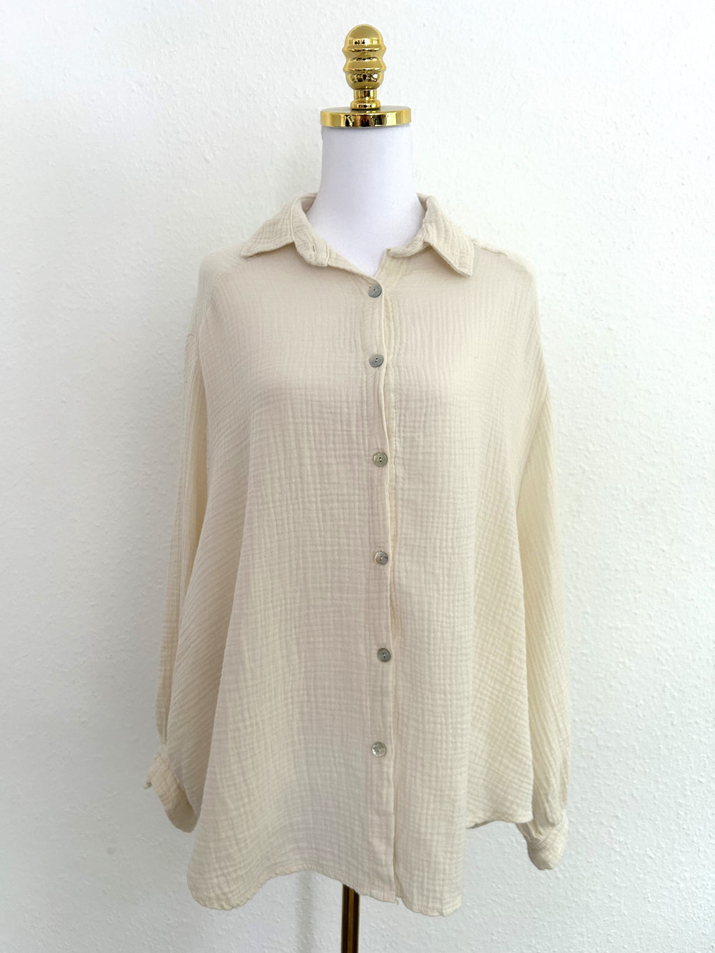 Musselin Bluse Midi Creme