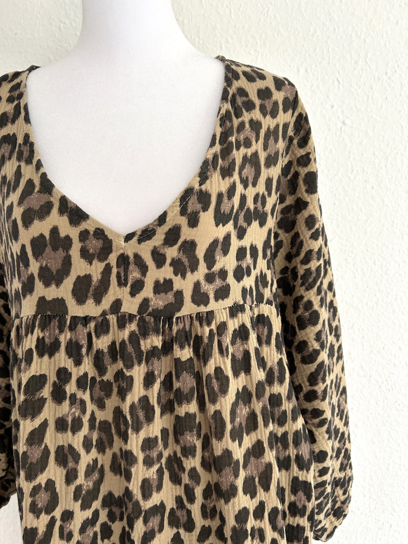 Musselin Maxikleid Leo Braun/Schwarz