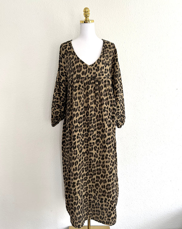 Musselin Maxikleid Leo Braun/Schwarz