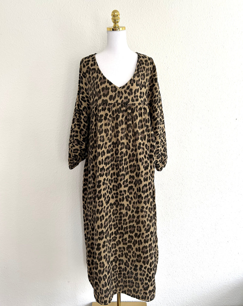 Musselin Maxikleid Leo Braun/Schwarz
