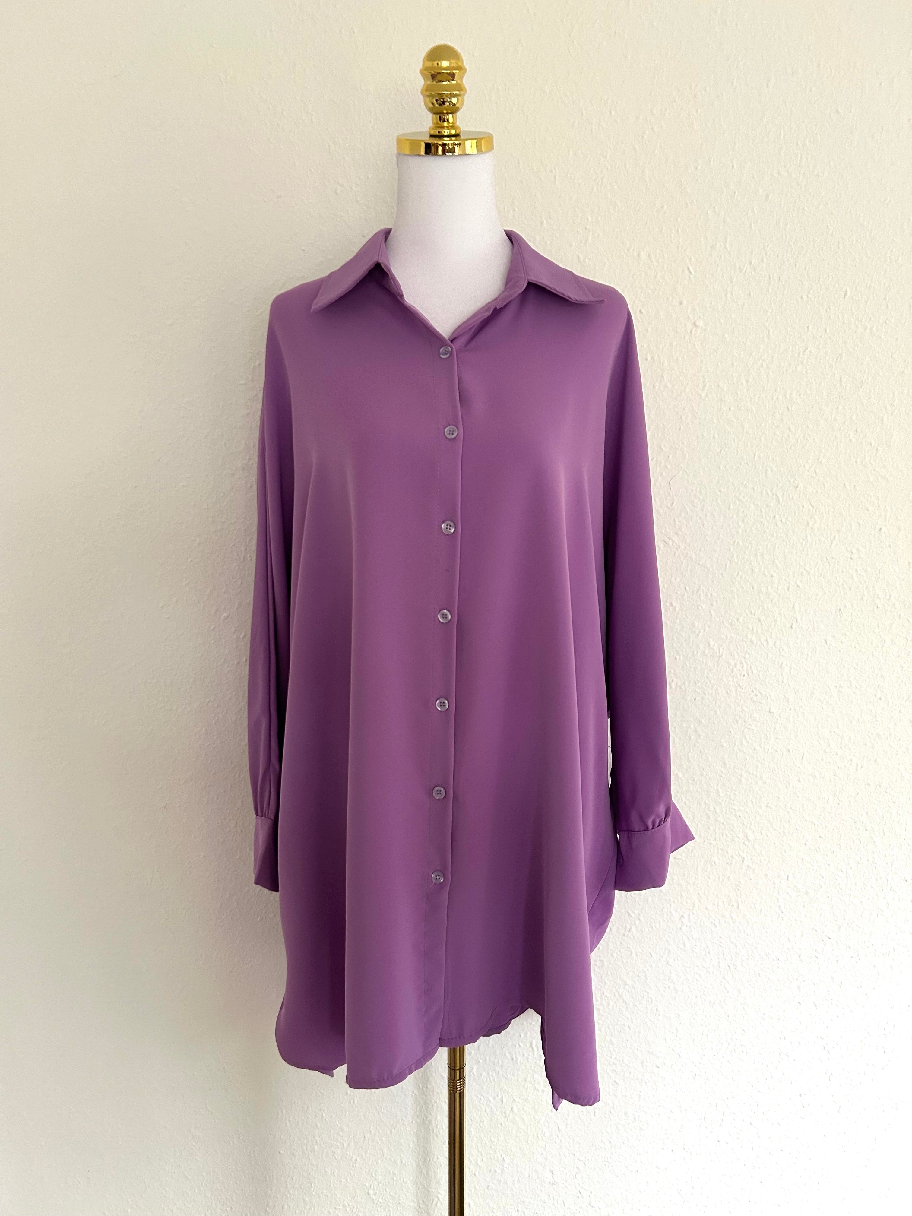 Long Bluse Basic Lila