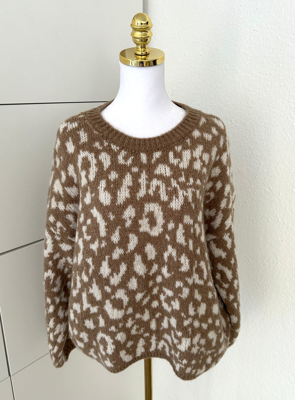Pullover Leo Beige/Weiß