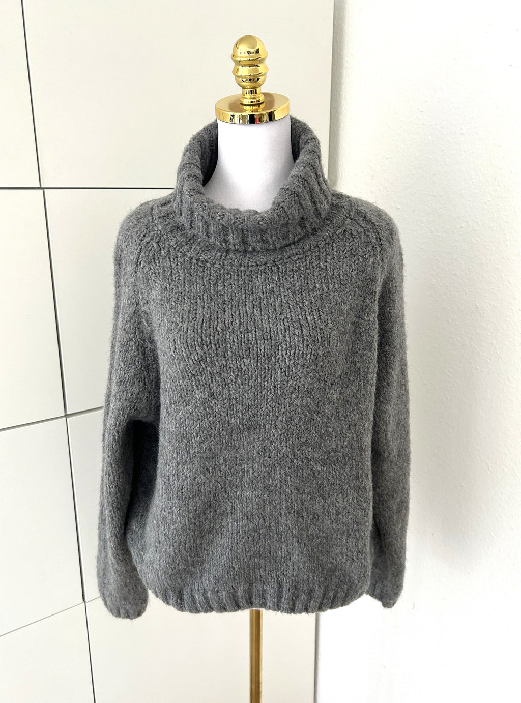 Cozy Rollkragen Pullover Grau