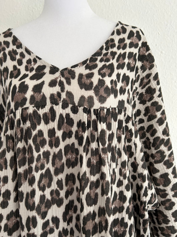 Musselin Maxikleid Leo Weiß/Schwarz