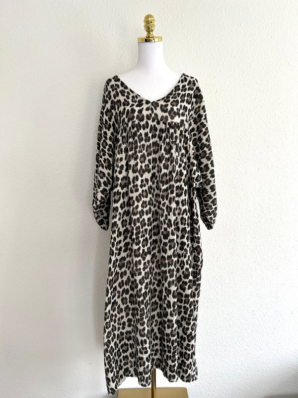 Musselin Maxikleid Leo Weiß/Schwarz