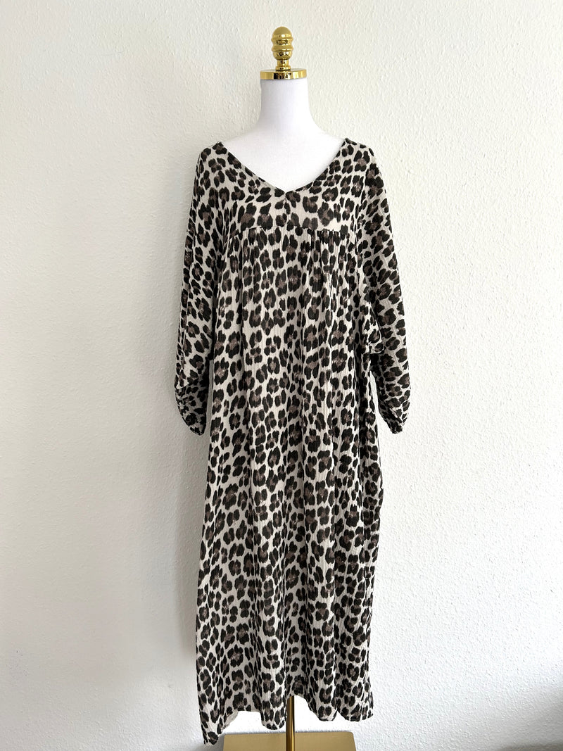 Musselin Maxikleid Leo Weiß/Schwarz