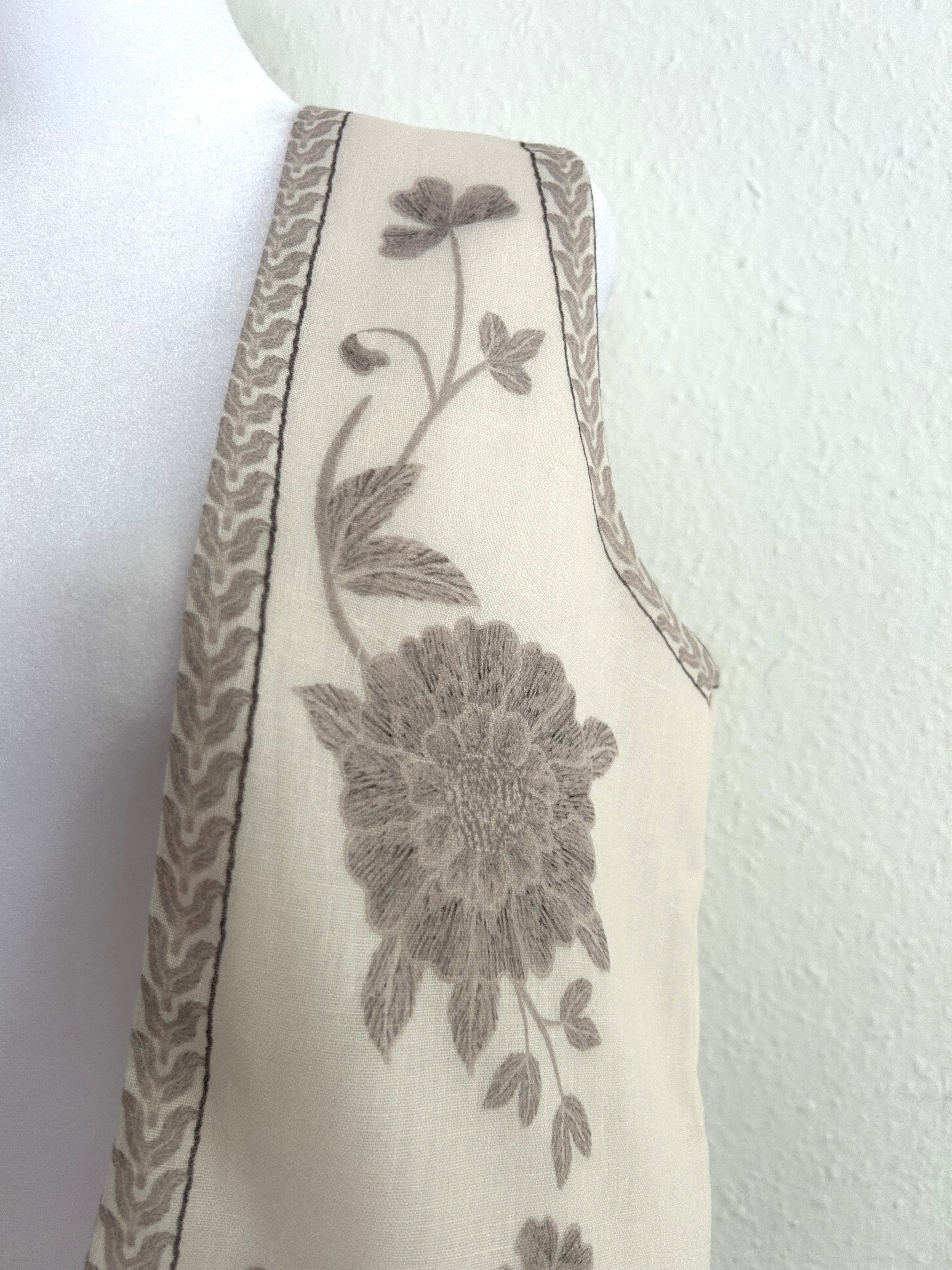Cropped Weste Flower Beige
