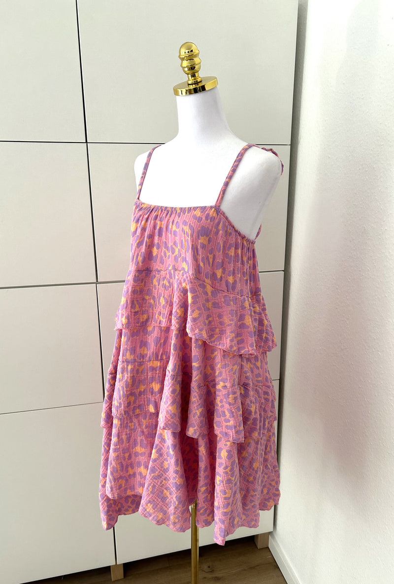 Musselin Kleid Leo Ärmellos Lila