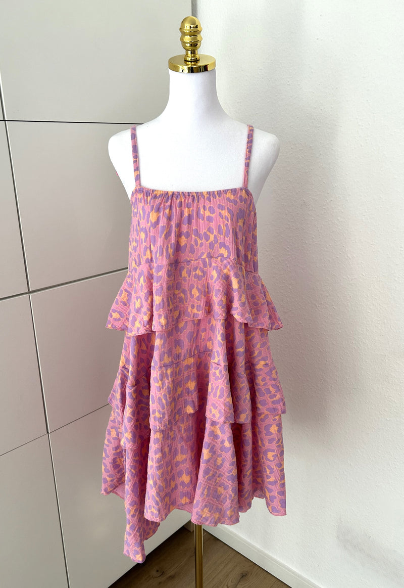 Musselin Kleid Leo Ärmellos Lila