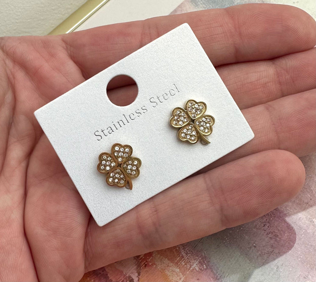 Ohrstecker Kleeblatt Gold