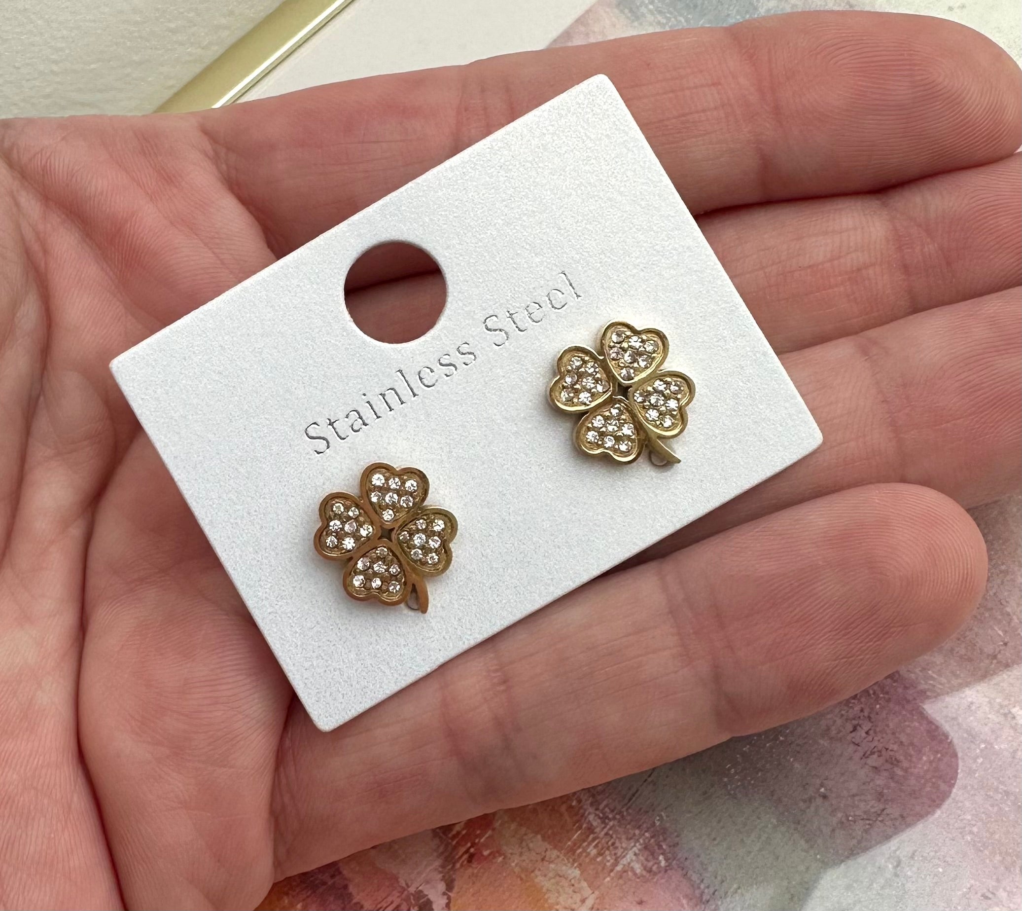 Ohrstecker Kleeblatt Gold