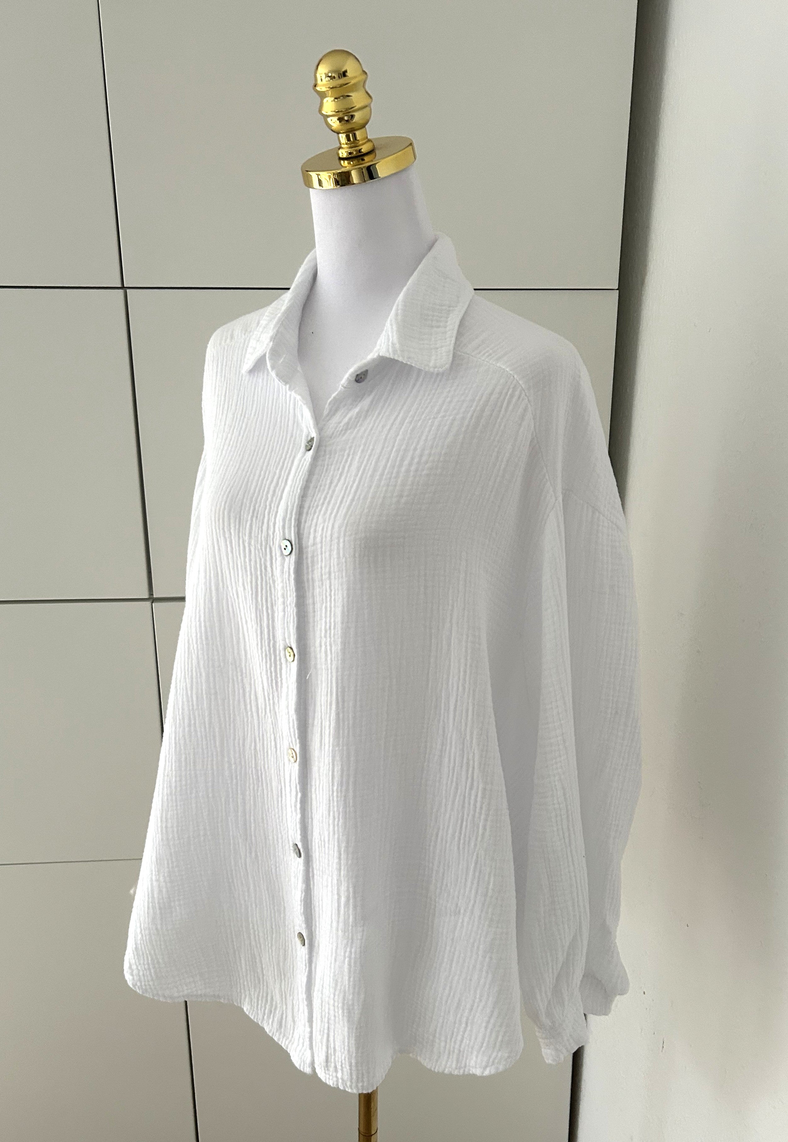 Musselin Bluse Midi Weiß