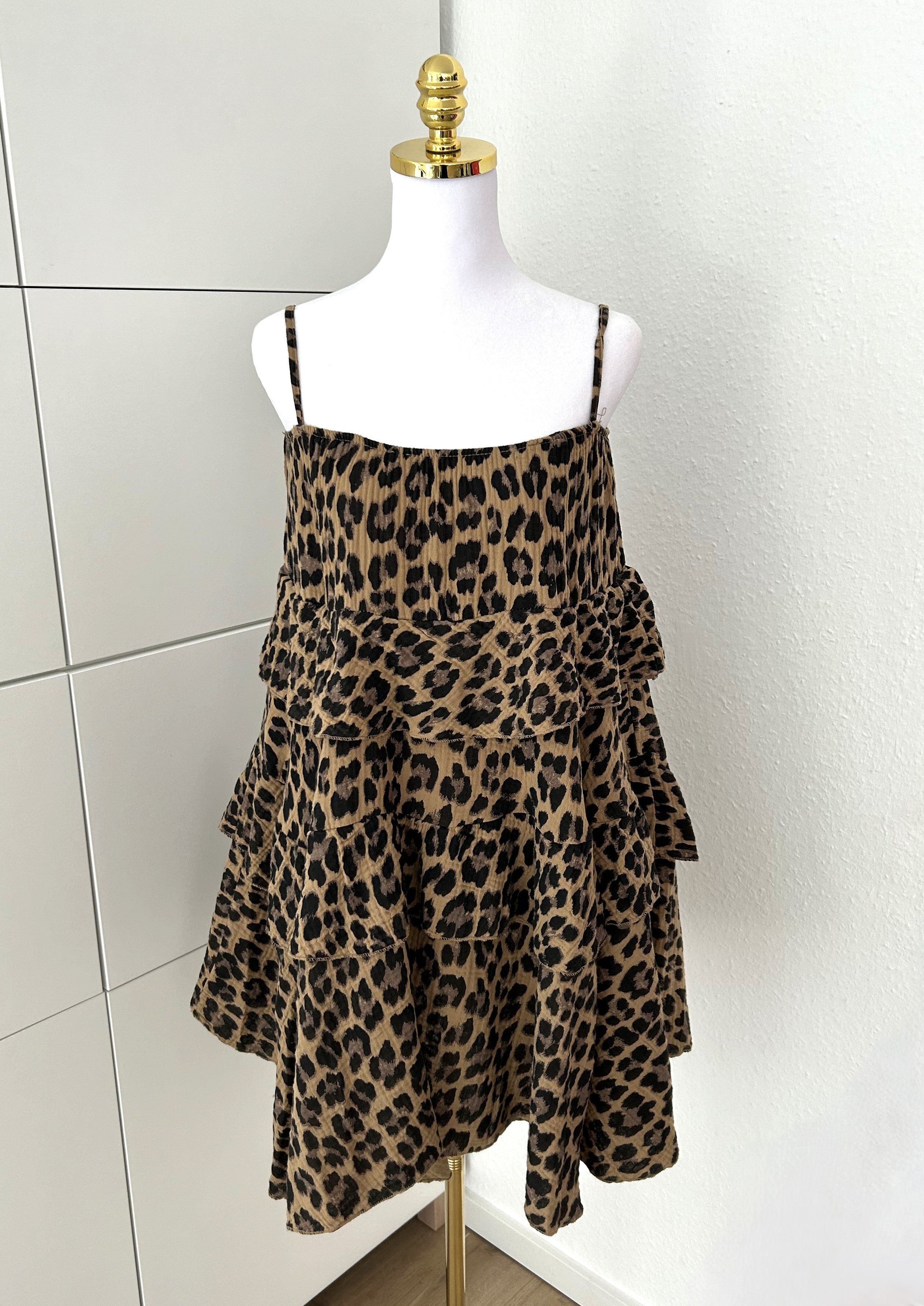 Musselin Kleid Leo Ärmellos Braun