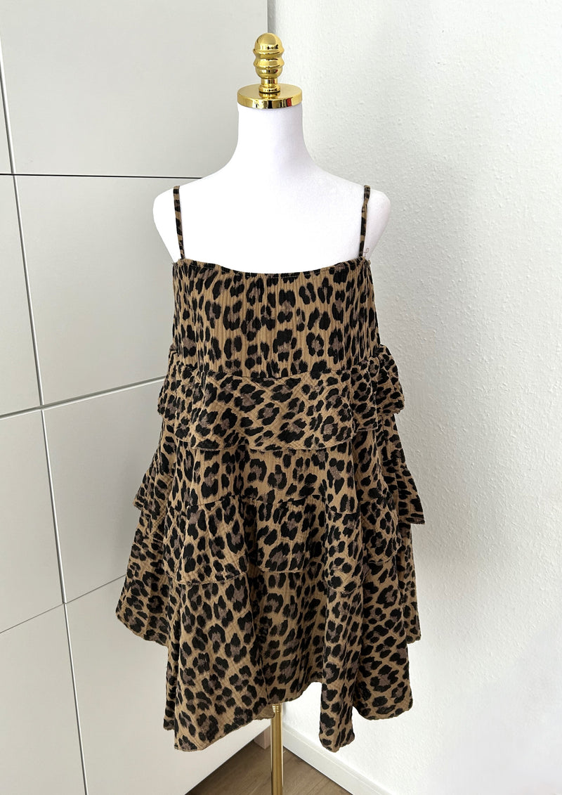 Musselin Kleid Leo Ärmellos Braun