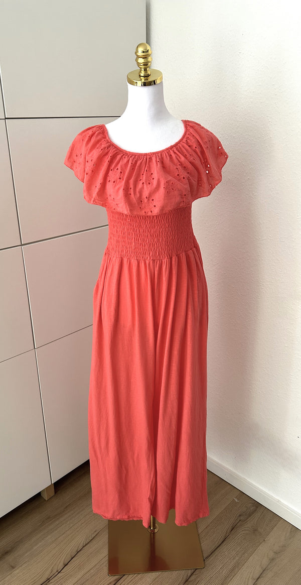 Baumwoll Jumpsuit Off Shoulder Coral