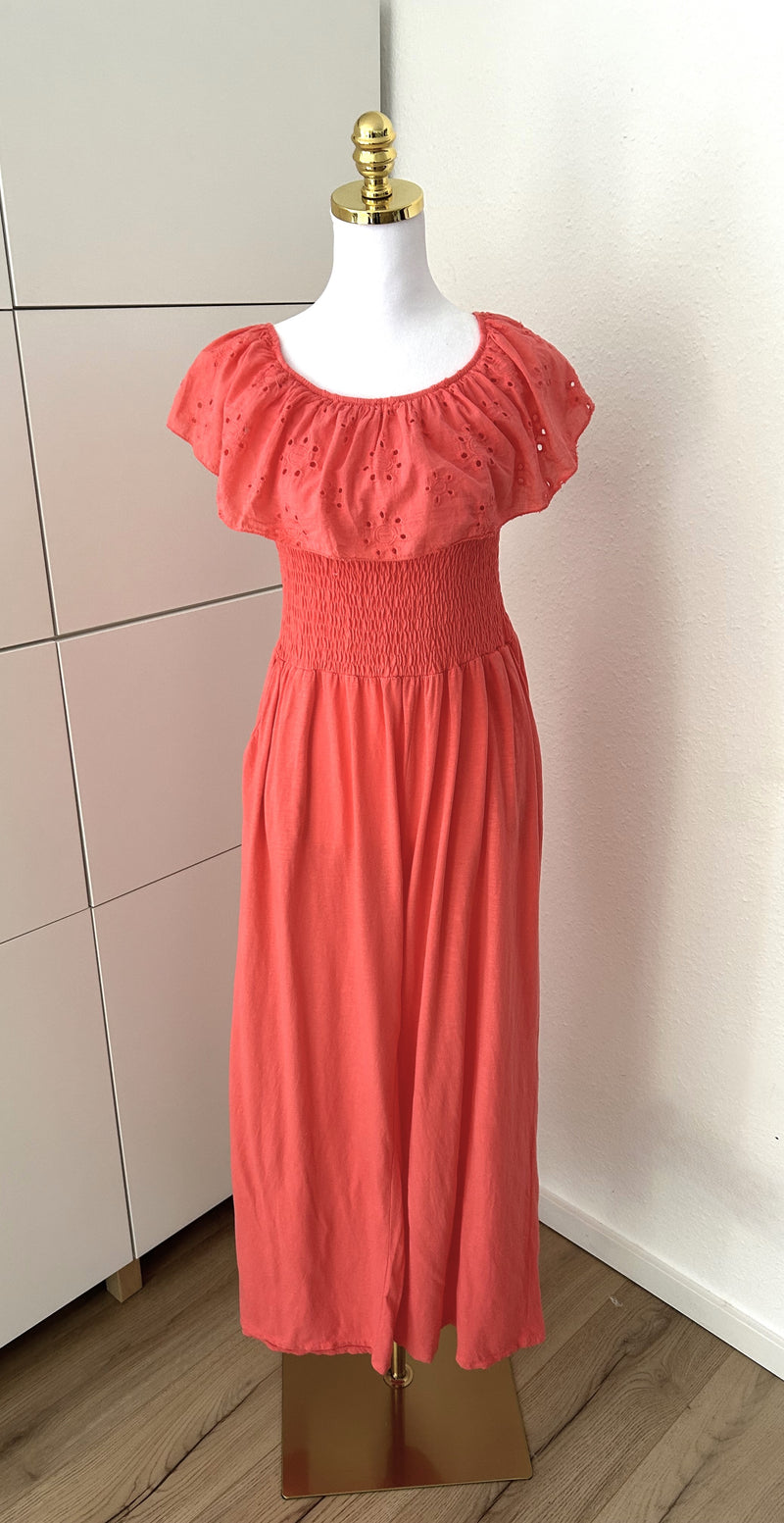 Baumwoll Jumpsuit Off Shoulder Coral