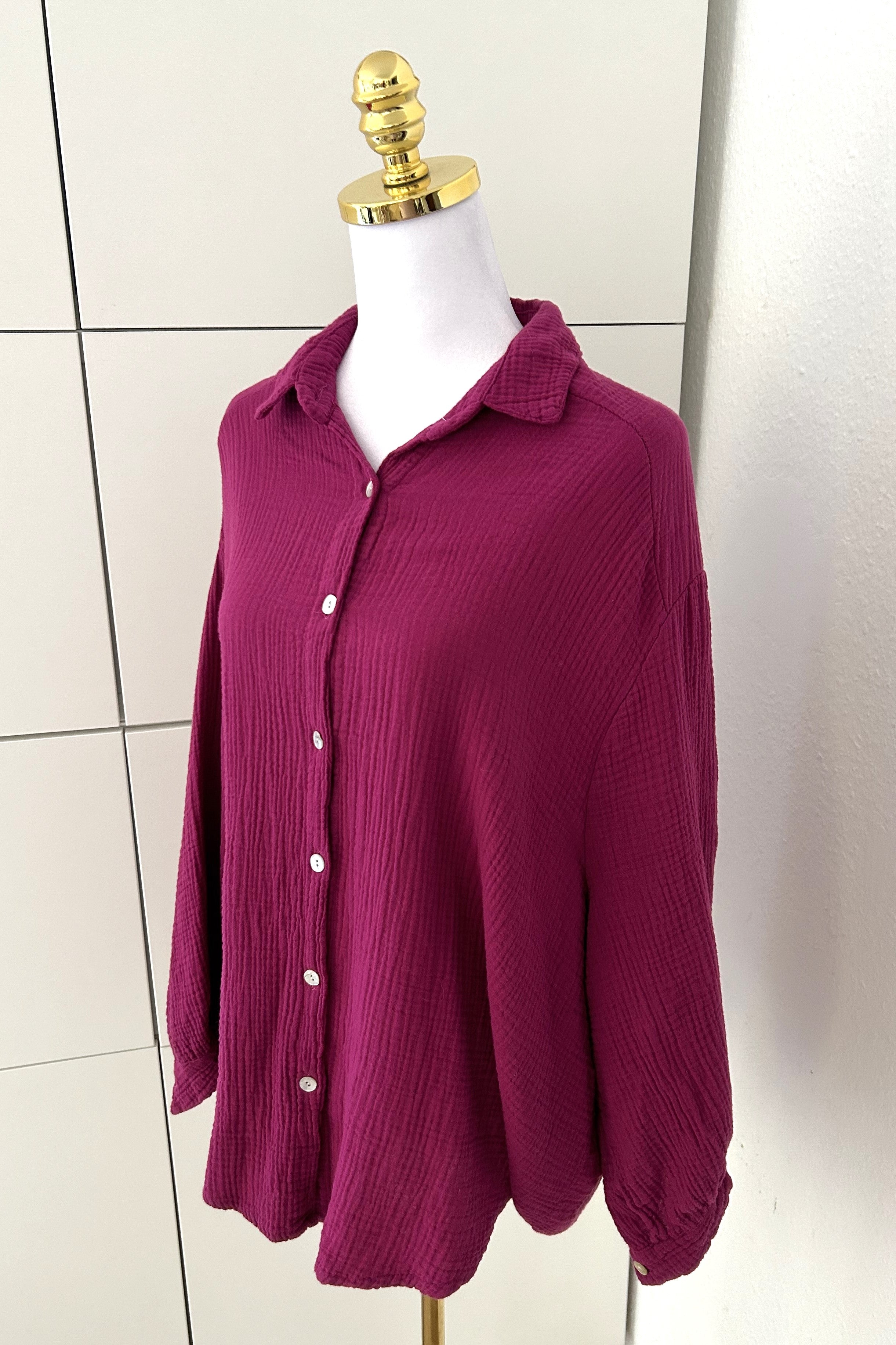 Musselin Bluse Midi Burgundy