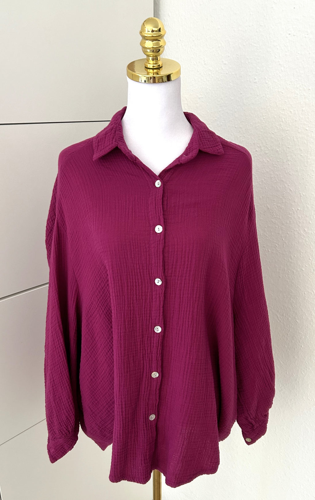 Musselin Bluse Midi Burgundy