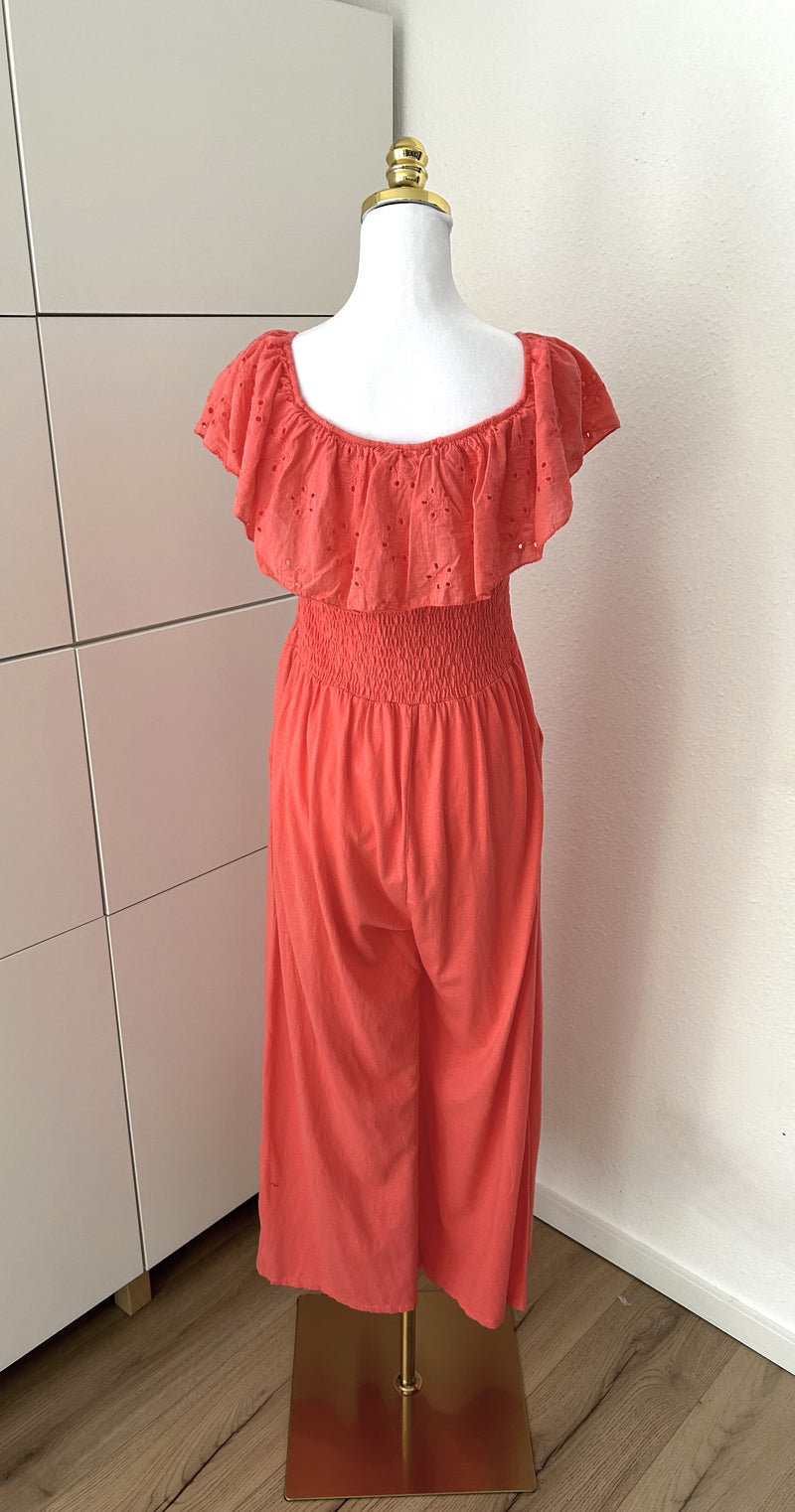 Baumwoll Jumpsuit Off Shoulder Coral