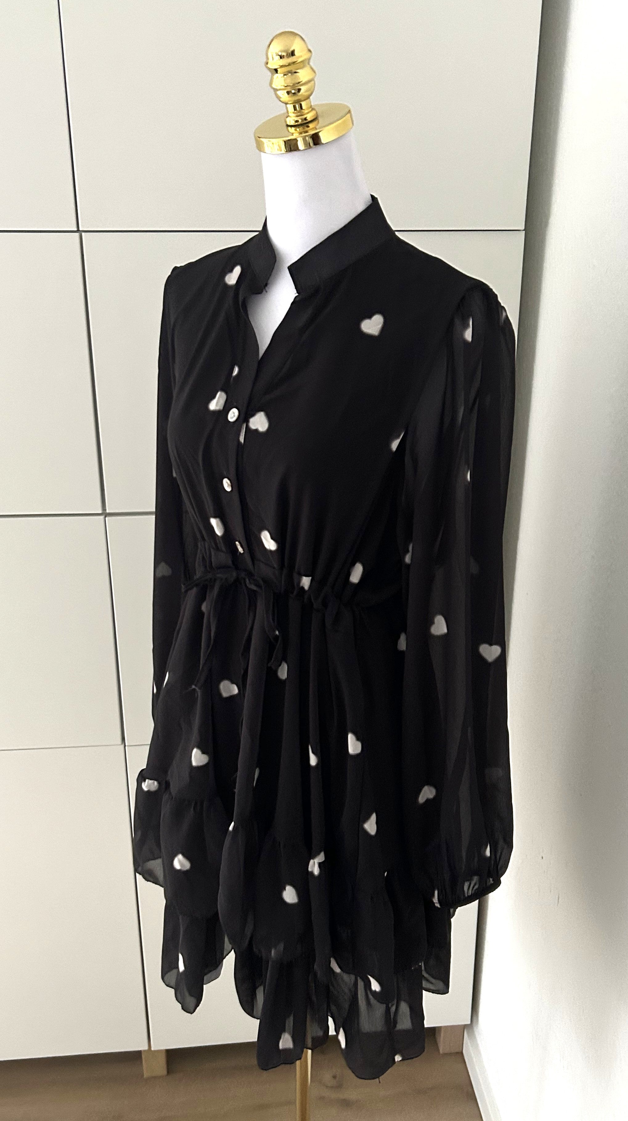 Herzchen Kleid Schwarz/Weiß