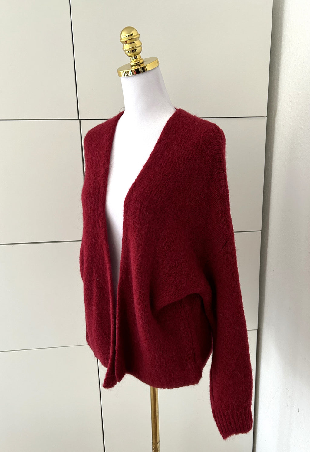 Cardigan Midi Weinrot